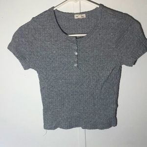 Small grey heart and hips brand crop top